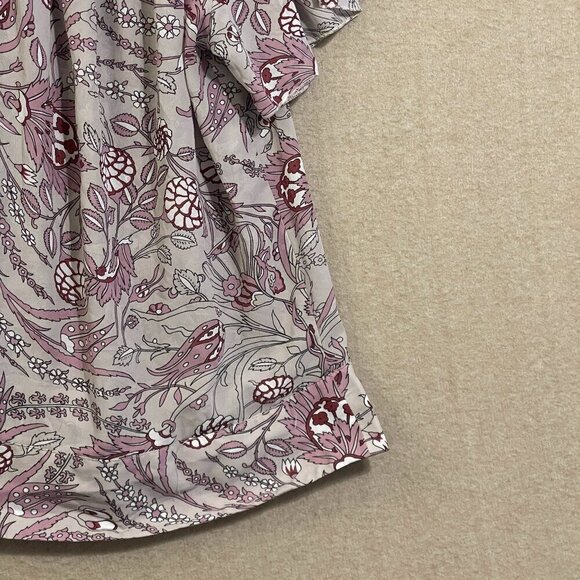 Chase Blouse Women's Small Purple Floral Short Sleeves - Picture 10 of 11
